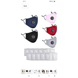 New Set 5 Face Masks Facial Covers with Breathing Valve and Filters